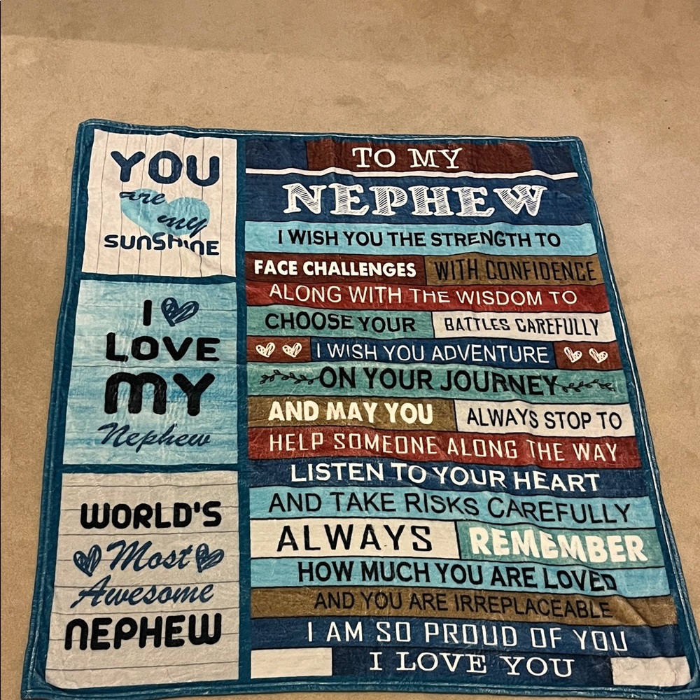 Inspirational Blue and Brown Nephew Blanket